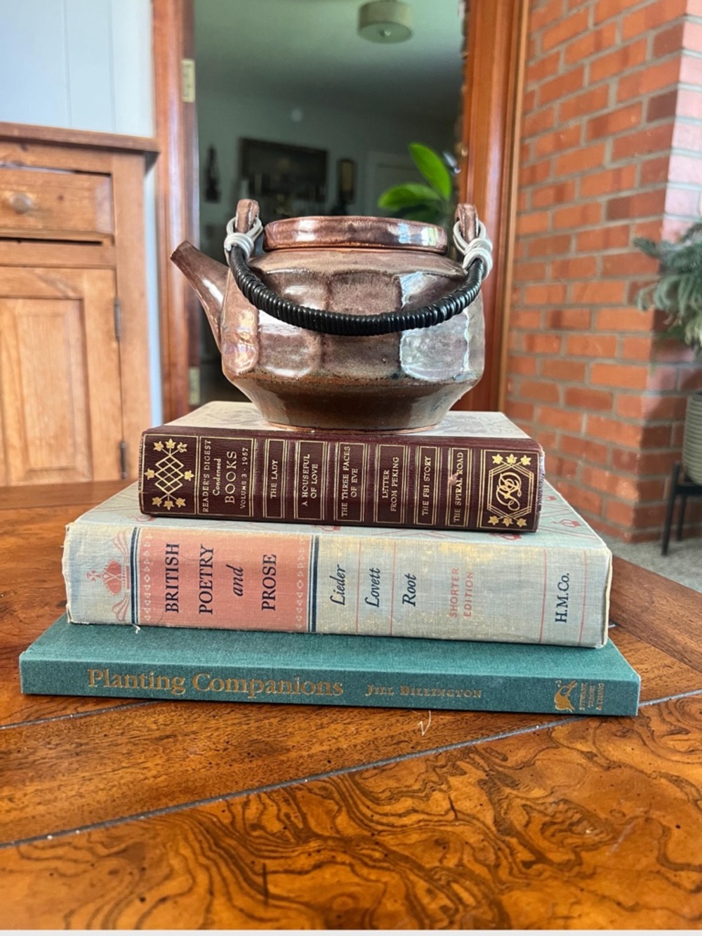 Handmade Ceramic Teapot with Woven Handle signed Glasgow